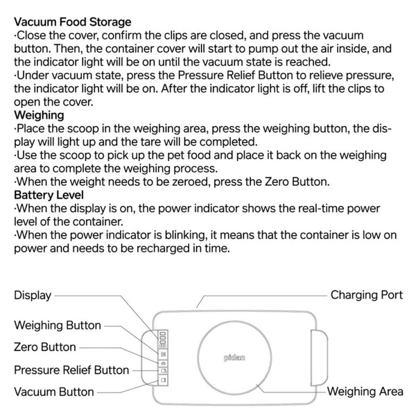 Pidan Vacuum Pet Food Container with Weight Scale