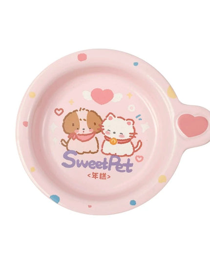 NIAN’GAO Sweet Baby Flat Pet Bowl with Single Handle
