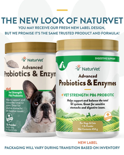 NaturVet Advanced Probiotics & Enzymes Powder - 3 Sizes