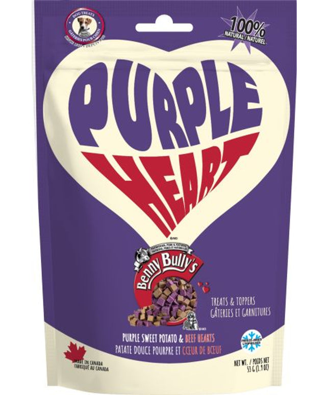 Benny Bullys Purple Heart Freeze Dried Purple Sweet Potato and Beef Dog Treats 53g