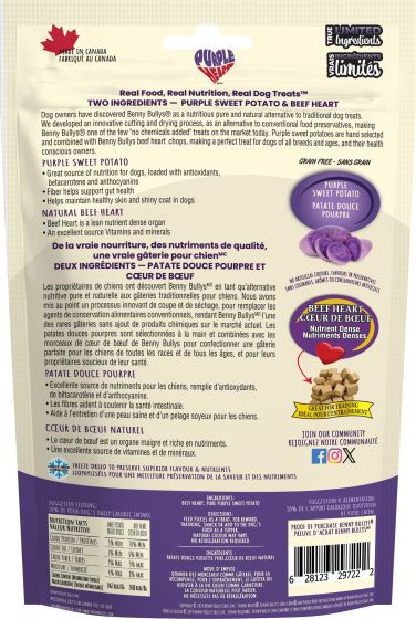 Benny Bullys Purple Heart Freeze Dried Purple Sweet Potato and Beef Dog Treats 53g