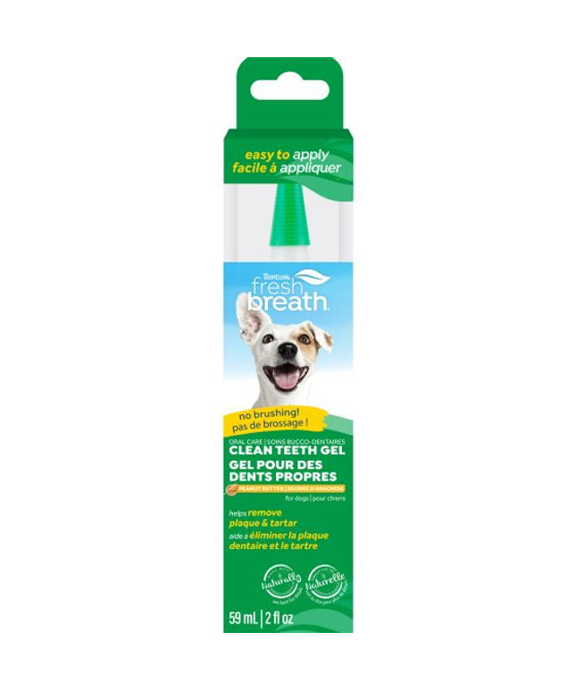 Tropiclean Fresh Breath No Brushing Clean Teeth Dental & Oral Care Gel for Dogs - Peanut Butter - 2oz