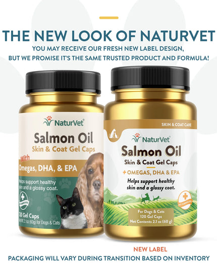 NaturVet Salmon Oil Skin & Coat - 120 Gel Caps