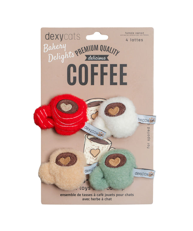 dexypaws® Delicious Coffee Cat Toys With Cat Nip - 4pc