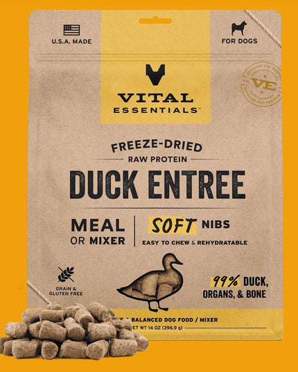Vital Essentials Freeze-Dried Raw Duck Entrée Dog Food - Soft Nibs - 14oz