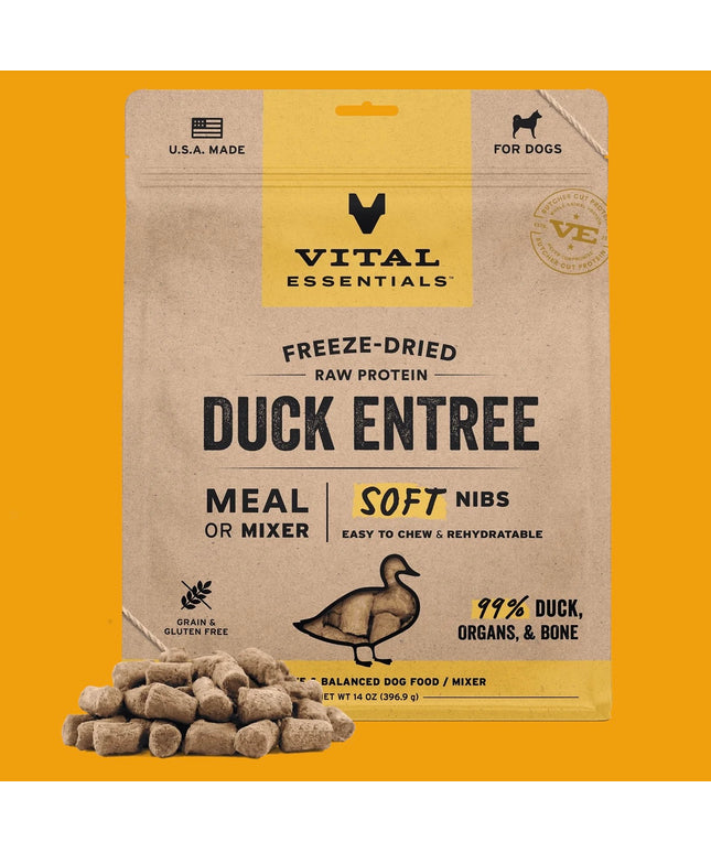 Vital Essentials Freeze-Dried Raw Duck Entrée Dog Food - Soft Nibs - 14oz