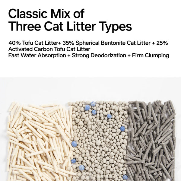 Pidan Cat Litter 3 - in -1 Mixed Cat Litter of Original - Scent, Spherical Bentonite and Activated Carbon Tofu