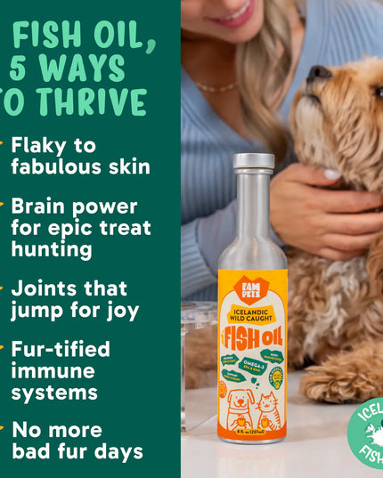 FAM Pets Wild-Caught Icelandic Omega-3 Fish Oil for Pets - 2 Sizes