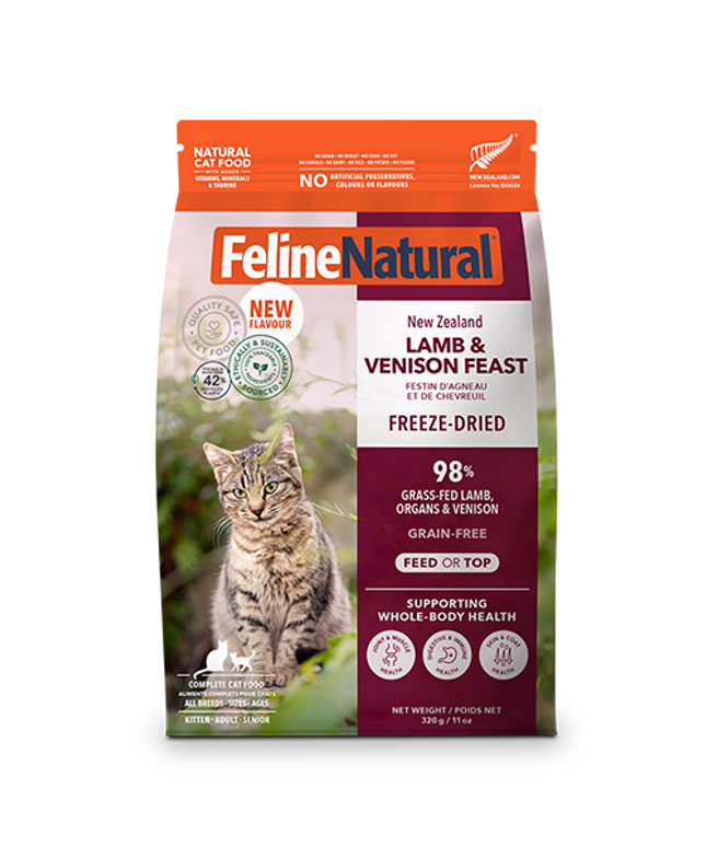 Feline Natural™ New Zealand Lamb & Venison Feast Freeze Dried Cat Food - 320g