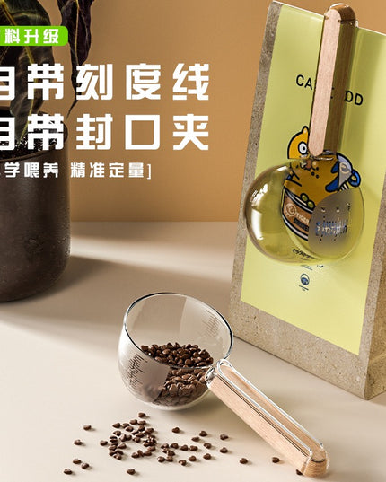 Pet Food Measuring Scoop with Bag Clip - Transparent