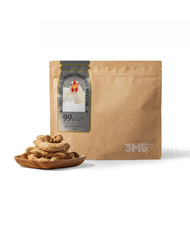 3M5PET Freeze-Dried Yogurt Coated MINI Chicken Necks for Pets - 2 Sizes