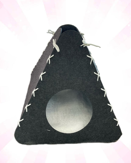 Dark Gray Cozy Felt Pyramid Shaped Pet Bed