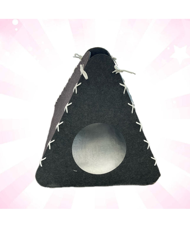 Dark Gray Cozy Felt Pyramid Shaped Pet Bed