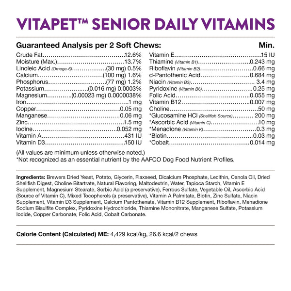 NaturVet VitaPet™ Senior Daily Vitamins plus Glucosamine Soft Chews