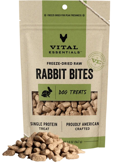 Vital Essentials Freeze-Dried Raw Rabbit Bites Dog Treats - 2 size