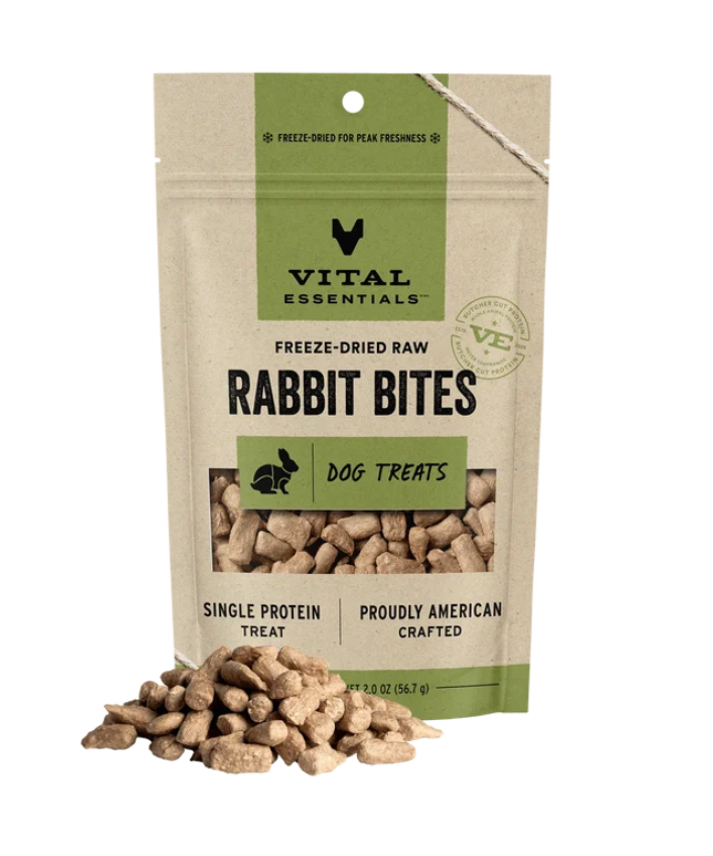 Vital Essentials Freeze-Dried Raw Rabbit Bites Dog Treats - 2 size