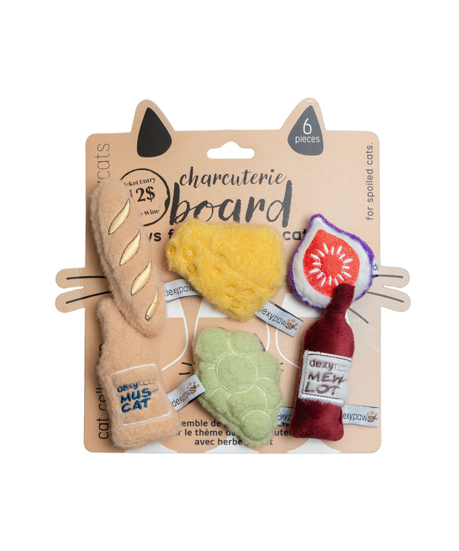 dexypaws® Charcuterie Board Toys for Cats With Cat Nip - 6pc