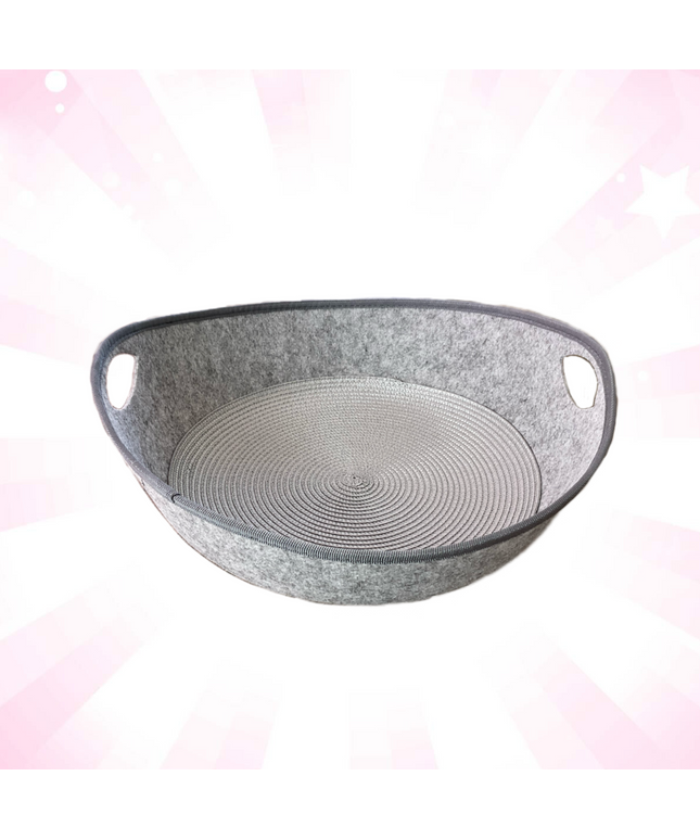 Light Gray Cozy Felt Pet Basket
