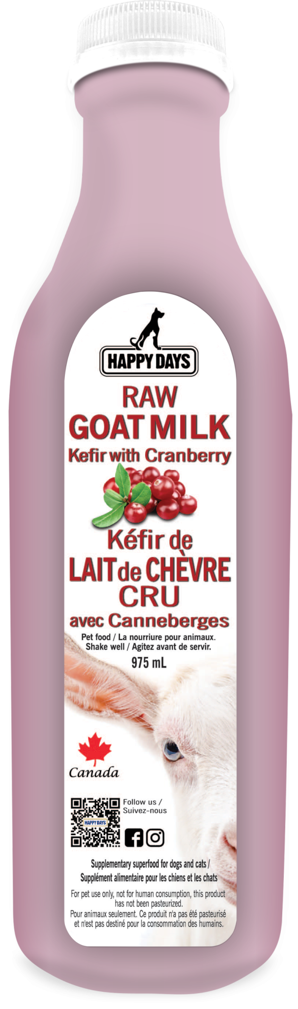 Happy Day Raw Goat Milk Kefir with Cranberry 975ml