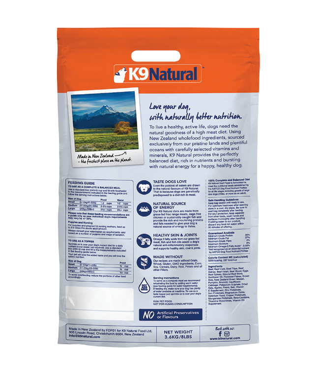 K9 Natural Beef Feast Freeze-Dried Dog Food - 4 Sizes