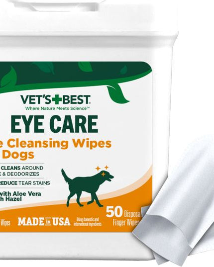 Vets Best Eye Cleansing Wipes for Dogs Aloe Vera & Witch Hazel 50ct