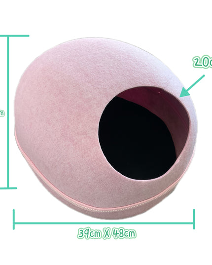 Pink Cozy Felt Pebble Shaped Pet Bed