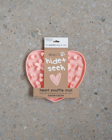 dexypaws® “Hide + Seek” Blush Pink Heart Enrichment Snuffle Mat