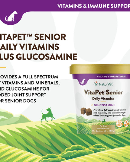 NaturVet VitaPet™ 高级每日维生素加氨基葡萄糖软咀嚼片