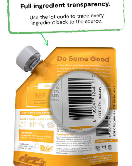 Open Farm Harvest Chicken Bone Broth Meal Topper - 2 Sizes