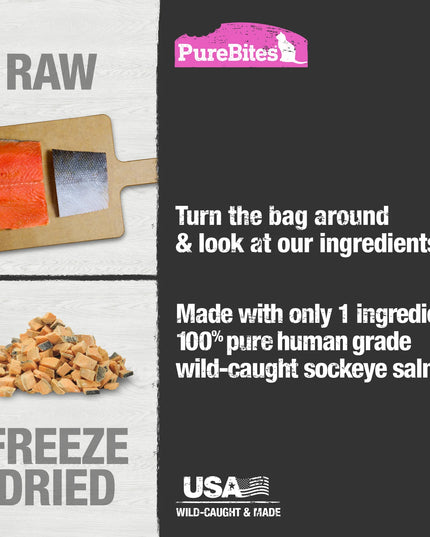 PureBites Freeze Dried Cat Treats-Salmon - 3 Sizes