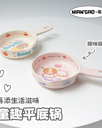 NIAN’GAO Sweet Pet Pan Style Pet Bowl