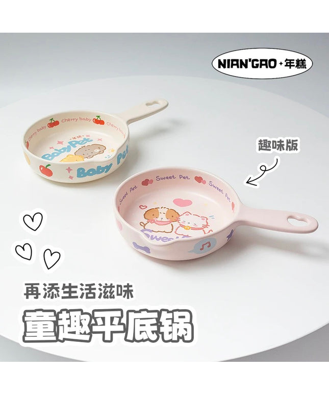 NIAN’GAO Sweet Pet Pan Style Pet Bowl