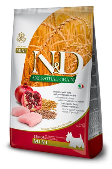 Farmina N&D Ancestral Grain Chicken & Pomegranate Senior Mini Dog Food - 2.5kg