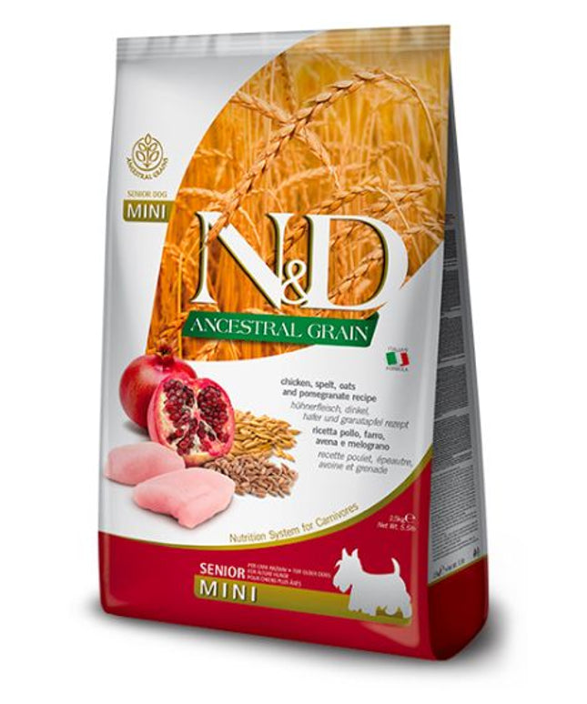 Farmina N&D Ancestral Grain Chicken & Pomegranate Senior Mini Dog Food - 2.5kg