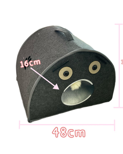 Dark Gray Cozy Felt Tunnel Pet House
