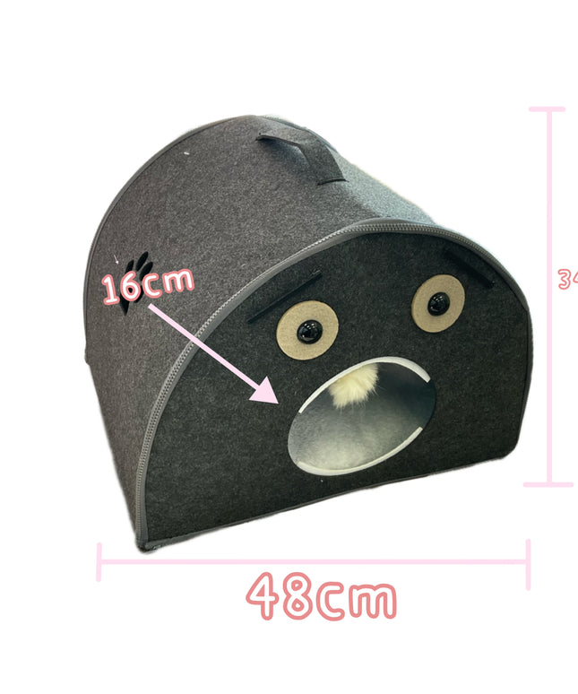 Dark Gray Cozy Felt Tunnel Pet House
