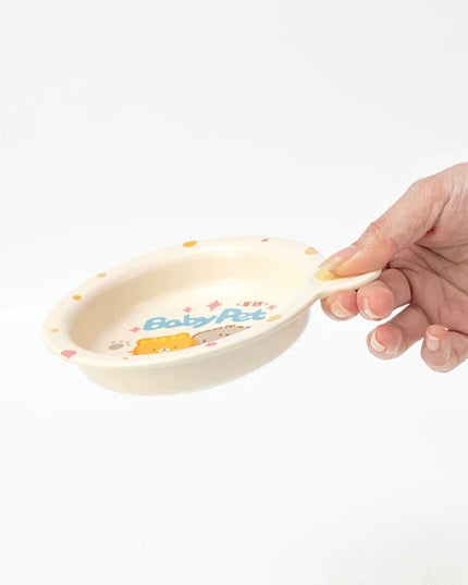 NIAN’GAO Sweet Baby Flat Pet Bowl with Single Handle
