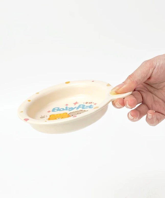 NIAN’GAO Sweet Baby Flat Pet Bowl with Single Handle