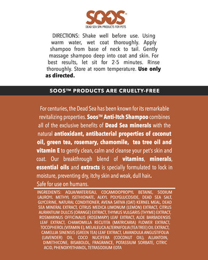 SOOS Natural Dead Sea Anti-Itch Pet Shampoo