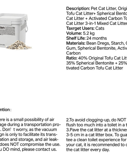 Pidan Cat Litter 3 - in -1 Mixed Cat Litter of Original - 5.2kg