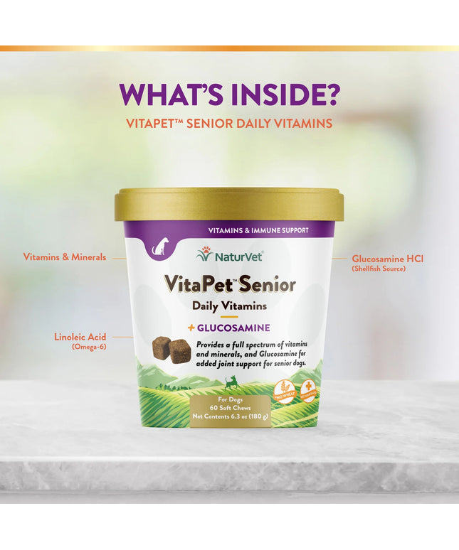 NaturVet VitaPet™ Senior Daily Vitamins plus Glucosamine Soft Chews