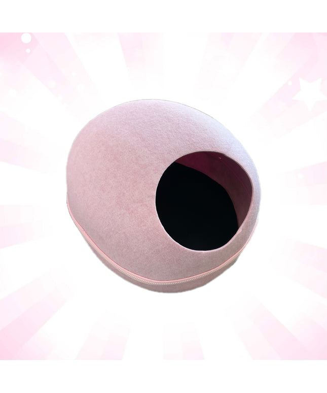 Pink Cozy Felt Pebble Shaped Pet Bed