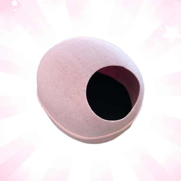 Pink Cozy Felt Pebble Shaped Pet Bed