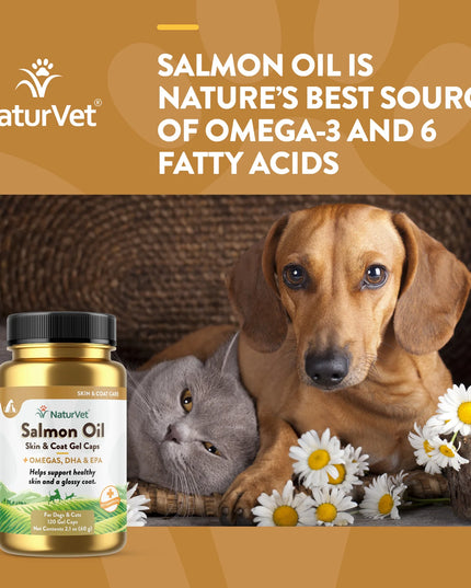 NaturVet Salmon Oil Skin & Coat - 120 Gel Caps