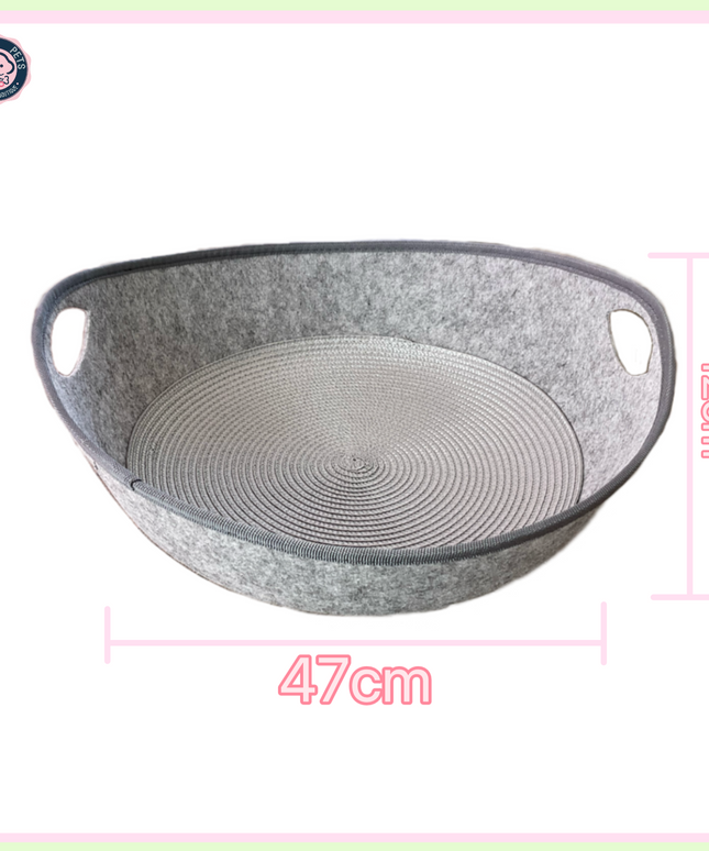 Light Gray Cozy Felt Pet Basket
