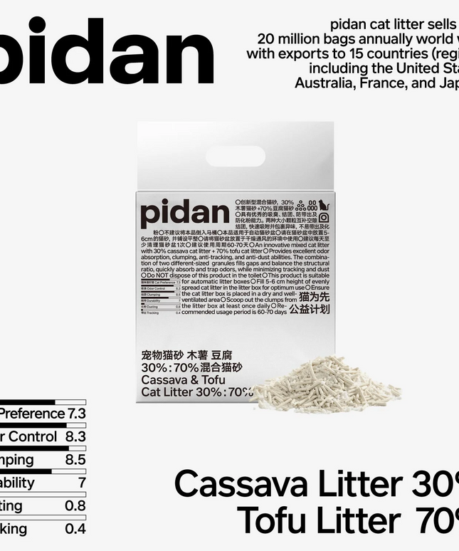 Pidan Cassava 30%, Tofu 70% Cat Litter