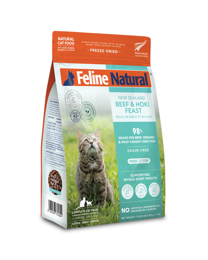 Feline Natural Beef & Hoki Salmon Feast Freeze-Dried Cat Food - 3 Sizes
