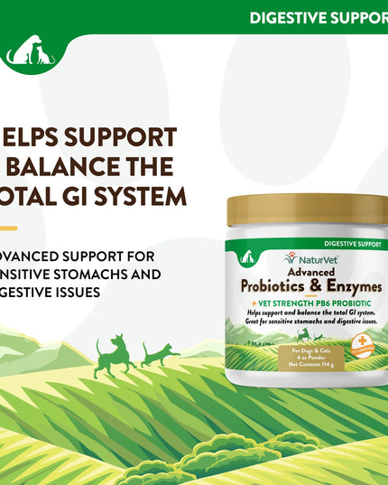 NaturVet Advanced Probiotics & Enzymes Powder - 3 Sizes