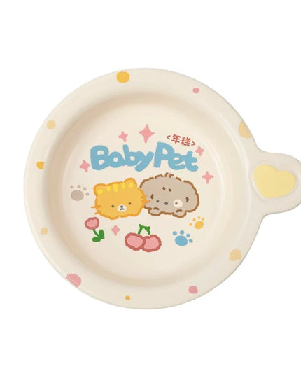 NIAN’GAO Sweet Baby Flat Pet Bowl with Single Handle