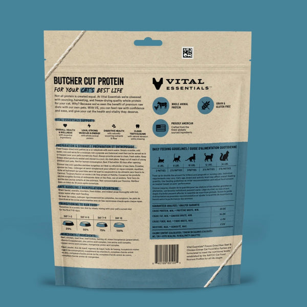 Vital Essentials—Freeze-Dried Raw Beef & Chicken Entree for Cats - Mini Patties